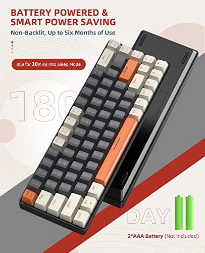 MAGIC-REFINER RK68 Wireless Mechanical Keyboard, 60% Percent Gaming Keyboard, Apex Pro Mini 2.4Ghz/Bluetooth 5.0 Dual Mode 2-in-1 Receiver 68 Keys Hot Swappable Keyboard Clicky Blue Switch for PC/MAC