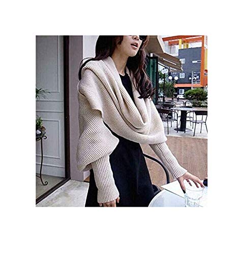 Unique Autumn Winter Knit Scarf with Long Sleeve, Fashion Shawls Scarf Wrap Sweater for Wonmen4