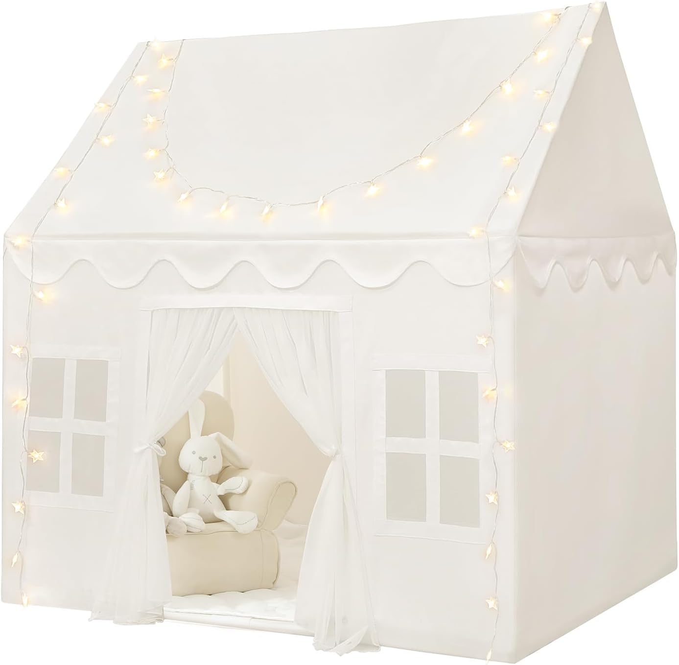 Wilwolfer Play Tent for Kids Indoor - Kids Tent Indoor Toddlers Large Playhouse Toddler Toy Birthday Gift for Boys & Girls Playroom Decor (White Playhouse)