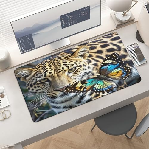 Leopard and Butterfly Desk Pad Waterproof Writing Mouse Pad Large Office Desk Mat miniatura 6