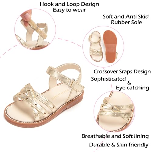 Image of PHIRAMIN Toddler Girl Sandals - Flower Girl Dress Shoes Open Toe Little Kid Flats