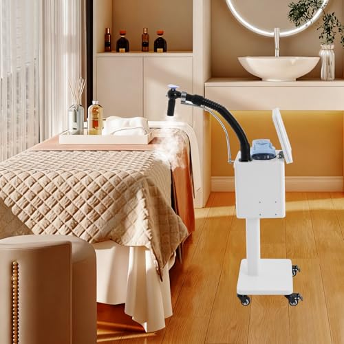 Image of Nano Hair Steamer, 1600W Professional Micro-Mist Hair Steamer for Deep Hair Care, Standing Salon Care Temperature Mist Intensity Adjustable for Hair Repair Salon Spa (White)