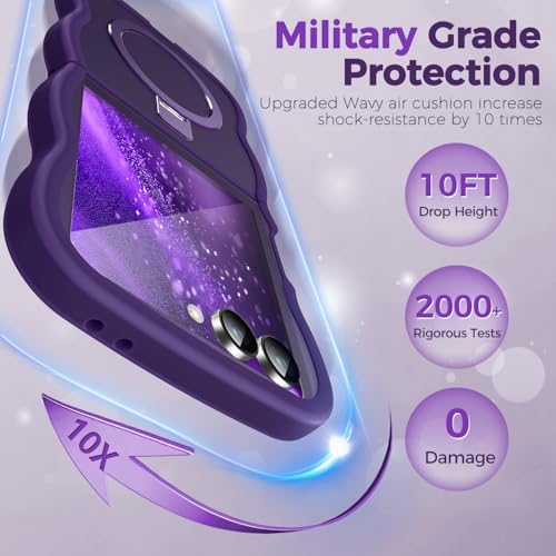 Image of Cute Wavy Magnetic Stand Case for Galaxy Z Flip 7 Fit for MagSafe, Purple