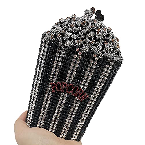 Image of DJBM Luxury Women Popcorn Rhinestone Evening Bag Funny Crystal Handbag Novelty Diamond Clutch Purse for Evening Party Prom