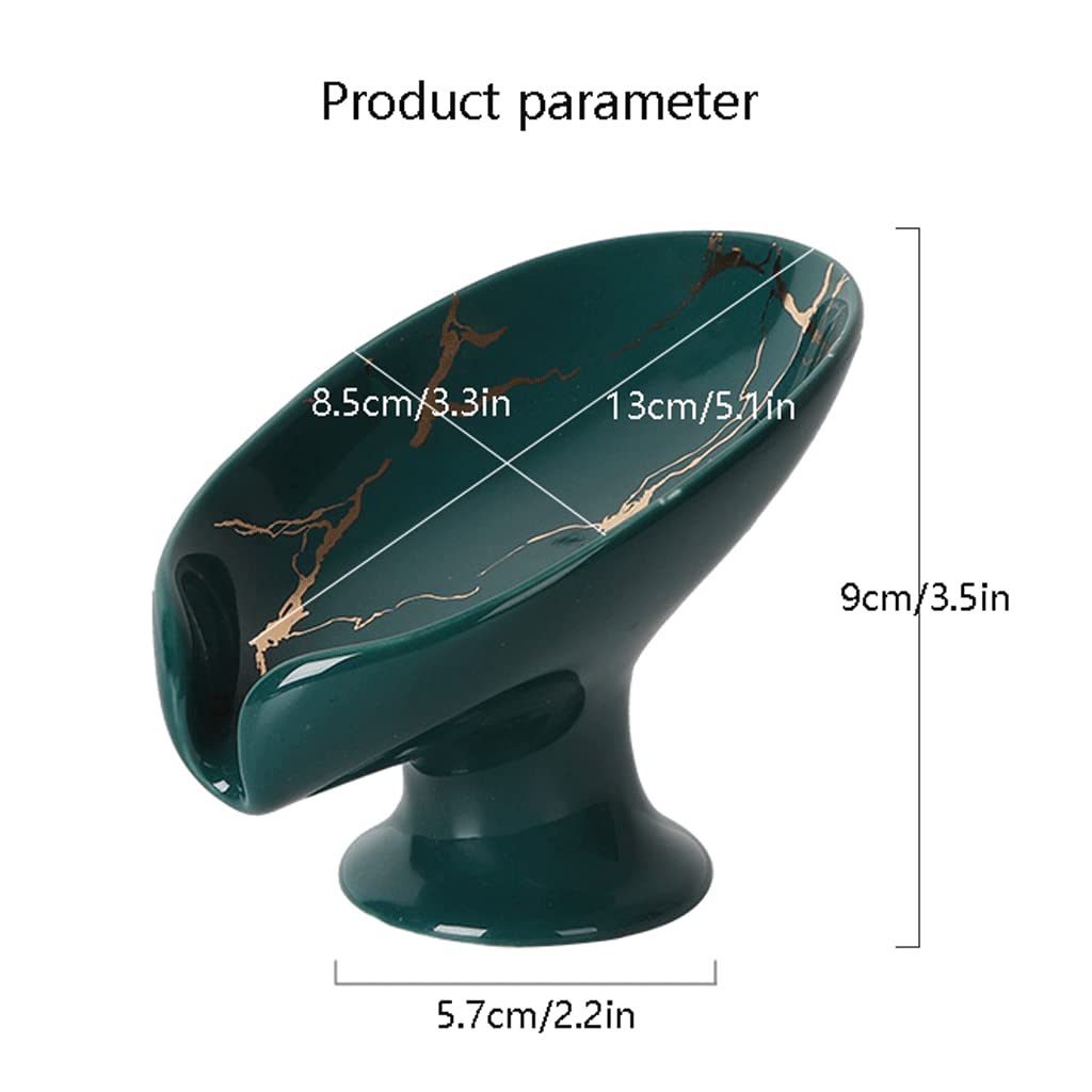 Soporte para jabón, Jabonera, jabonera, Vertical con Drenaje automático, de cerámica Base Antideslizante, encimera(Green)