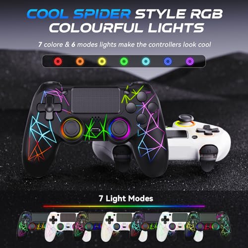 image for GamingBoy Wireless Controller for PS4, 2 Pack RGB Remote Control for P