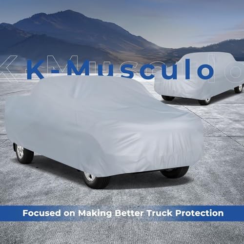 Image of K-Musculo Truck Cover Waterproof All Weather, Heavy Duty Outdoor Pickup Cover Anti-UV Rain Protection, Universal Fit (Length Up to 250 inch) 2XL.(Grey)