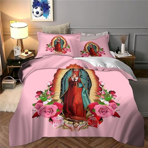 Housse de couette Vierge Marie cadeau communion baptême lit simple