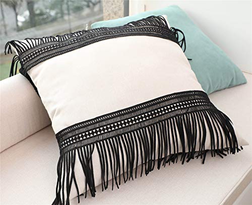 Hhtcal Tassel Fringe Trim By The Yard Boho Macrame Fringe Ribbon Fabric Border Long Tassel Trim For Sewing Craft On Clothing Skirt Curtain Vintage Decor 2 Yards 19Cm Wide (Black) #TOP5