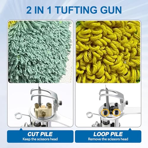 Image of BESGEER Carpet Tufting Gun Starter Kit, Long Pile Rug-Maker-Machine,2 in 1-Cut-Loop-Tufting-Gun, Electric-Rug-Making-Kit for Beginners (Blue 5cm Pile)