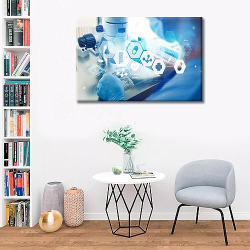 Image of Chemical Equations Laboratory Research Concept Posters Wall Pictures 1 Panels Modern Medical Technologies Concept Framed Wall Art Giclee Wooden Framed Gallery-Wrapped Ready to Hang (16 inch Wx24 H)