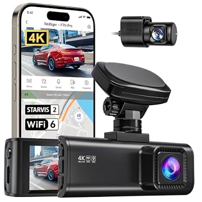 REDTIGER F7N Pro 4K Dash Cam Front and Rear, STARVIS 2 Sensor, 4K/2.5K+1080P Dual Dash Camera for Cars, Built-in 5.8Hz WiFi 6, GPS Tracking, 3.18 Inch Screen, Parking Monitor(SD Card Not Included)