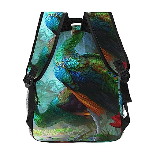 Sac à dos d'école avec fermeture éclair résistante motif paon - 4