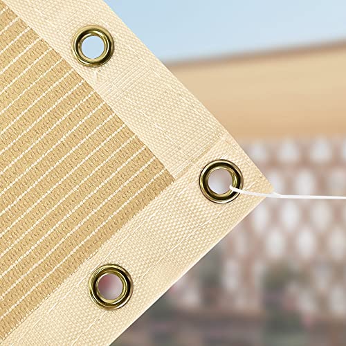 Hanjet 90% Outdoor Sun Shade Cloth With Reinforced Grommet, 8 X 10 Feet, Pergola, Porch, Patio Shade Covers For Shade And Rain, 95% Uv Protection Sun Screen, Beige #TOP2