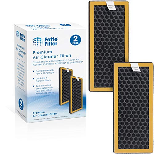 Fette Filter - 2 Replacment Activated Carbon Filters Compatible with HoMedics TotalClean PetPlus for AT-PET01, AT-PET02, at-PETODR