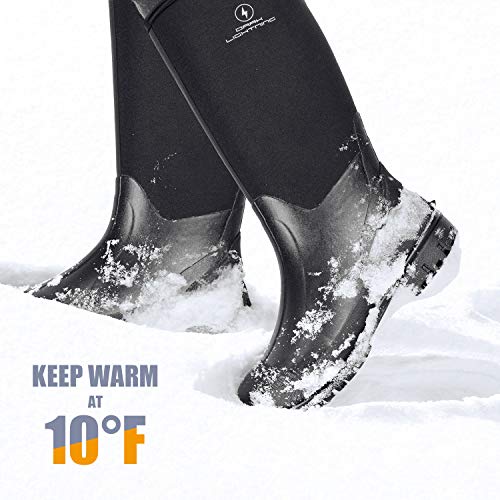 Dark Lighting Insulated Rubber Boots for Men and Women,Neoprene Waterproof Boots for Hunting Fishing, Tall Warm Muck Outdoor Work Snow Boots (Size 10)