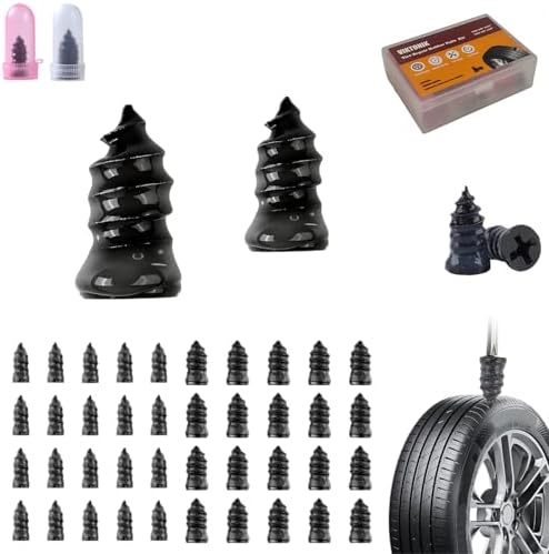 Tire Repair Rubber Kit–Screw in Tire Plugs Heavy Duty, Vacuum Spi...