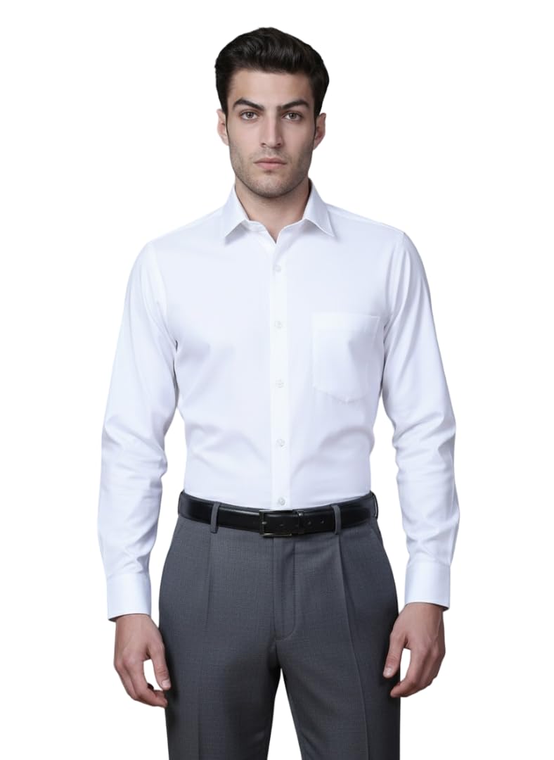 neil Men’s Premium White Formal Shirt | Luxury Slim Fit | Office & Business Wear Cotton | Anti-Wrinkle | Tailored Collar & Sharp Fit-picture-35