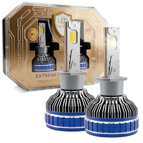 Image of CARZEX Smart AI H1 LED High Beam Headlight Bulbs for Cars, 250W (125 Watts x 2), 18,000 Lumens Super Bright Conversion Kit for Cars, 6500K Cool White, AI App Controlled | Set of 2 | 1 Year Warranty