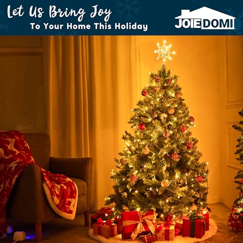 JOIEDOMI 8" Metal 8-Point Star Christmas Tree Topper LED, Glitter Golden Treetop Decorations with 20 Warm White Lights, Battery Powered Decor for Home Holiday Xmas Party Indoor by Joiedomi - Image 2