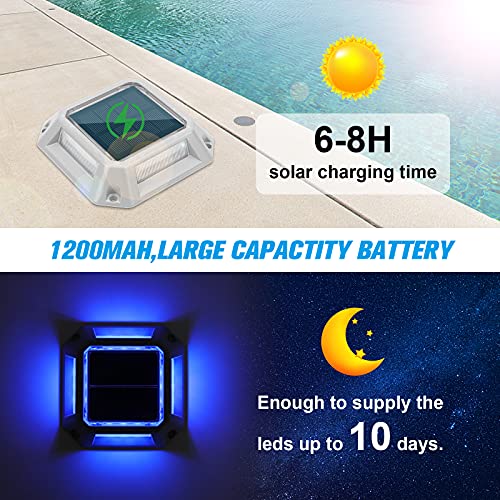 Volisun Solar Driveway Lights Dock Deck Lights 8-Pack,2 Colors In 1,Wireless Solar Powered 1200Mah Battery,Waterproof Outdoor Warning Step Lights For Driveway Sidewalk(2 Colors Lighting,White/Blue) #TOP2