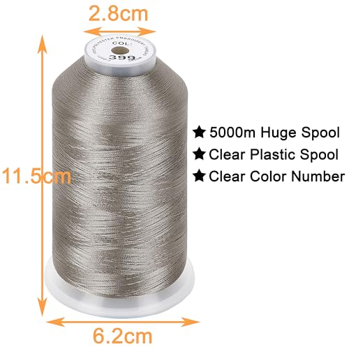 Image of New brothread - Single Huge Spool 5000M Each Polyester Embroidery Machine Thread 40WT for Commercial and Domestic Machines - Warm Gray