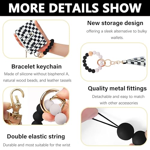 Image of KNGITRYI Wristlet Wallet for Women,RFID Keychain Wallet with Beaded Strap | 8 Card Slots,ID Window,Zipper Pocket,Leather Tassel,Compact Design