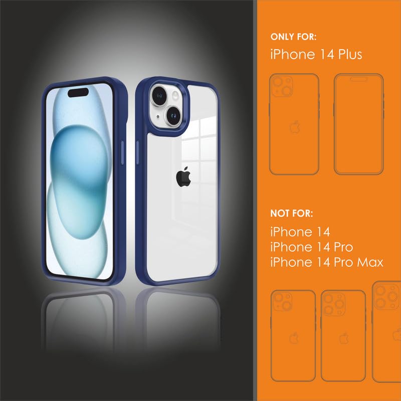 Image of for iPhone Case 14 Plus, [Anti-Yellowing Technology] [Military Grade Drop Protection] Shockproof Slim Hybrid Phone Case for iPhone 14 Plus - Indigo Blue