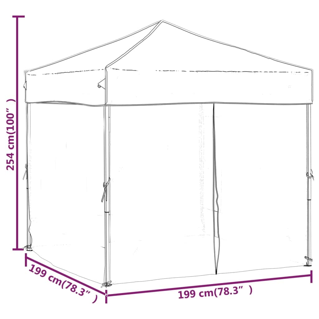 Carpa plegable para fiestas, 2 x 2 m, cenador de jardín con paredes laterales, carpa plegable para eventos al aire libre, jardín, terraza, camping y barbacoas, marco de acero estable, color