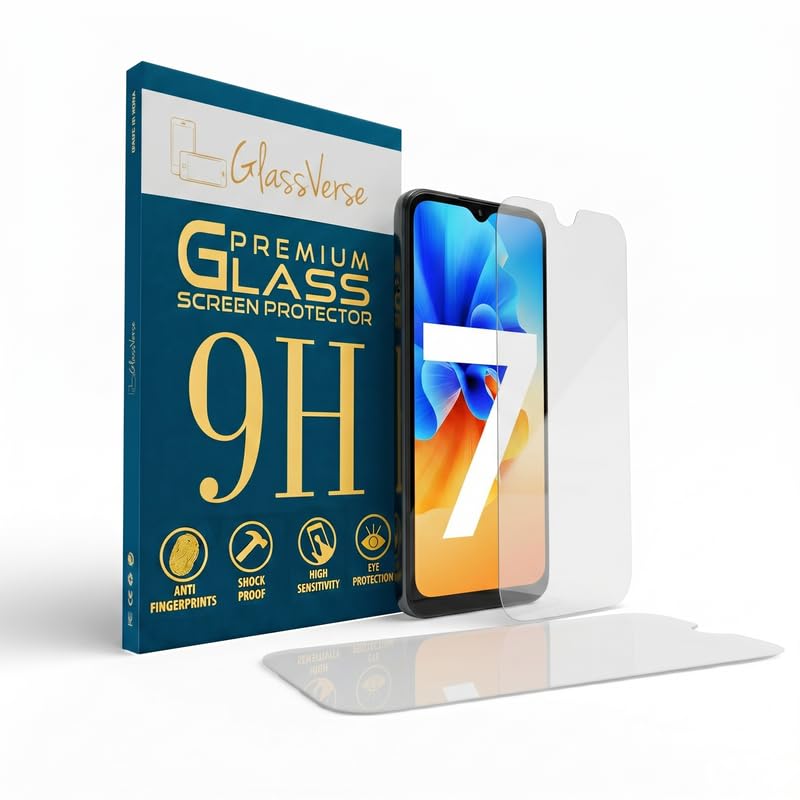 Image of GlassVerse 9H Tempered Glass For Tecno Spark 7 (Pack Of 2) with Free Installation Kit Full screen Coverage Free Replacement If Received Damaged - 6.5 inch