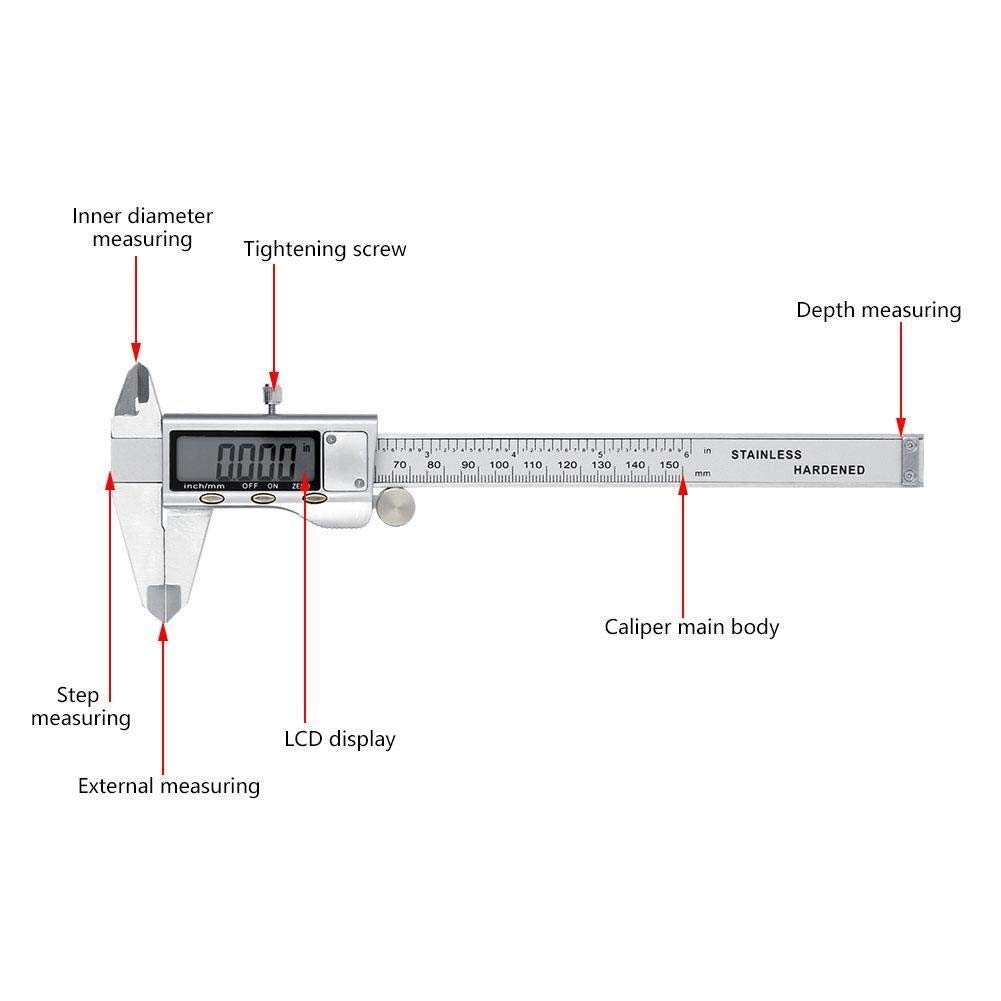 Suwmiarka Cyfrowa - 0-150 Mm, Wysoka Dokładność, Metalowa, Cyfrowa Suwmiarka Z Wyświetlaczem Lcd, Mikrometr, Suwmiarka Cyfrowa