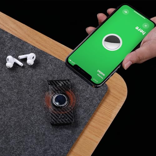 Image of Slim Magnetic Money Clip Wallet for Men with Airtag Holder & Elastic Band, Leather Card & Cash Holder for Men, Carbon Black, Slim, Ultra Slim Design