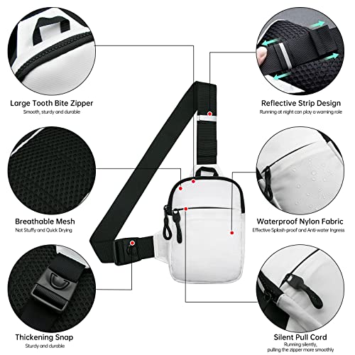 Long Keeper Mini Sling Bag - Men Women Small Waterproof Crossbody Bag Casual Phone Chest Bag For Travelling Hiking (White) #TOP3