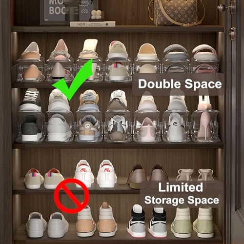 Organisateur de chaussures pour placard transparent : la solution gain de place entrée