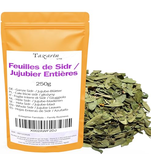 250g Ganze Jujubier/Sidr-Blätter – Getrocknete Sidr-Blätter – Intensives Aroma & Geschmack – 100% Natürlich, Rein und Ohne Zusatzstoffe | Premium-Qualität - TazarinLtd