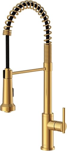 Miniatura 2 de Gerber Parma - Grifo de cocina de un solo mango con rociador desplegable bronce cepillado D454258BB - Grifo de cocina con boquilla de resorte de