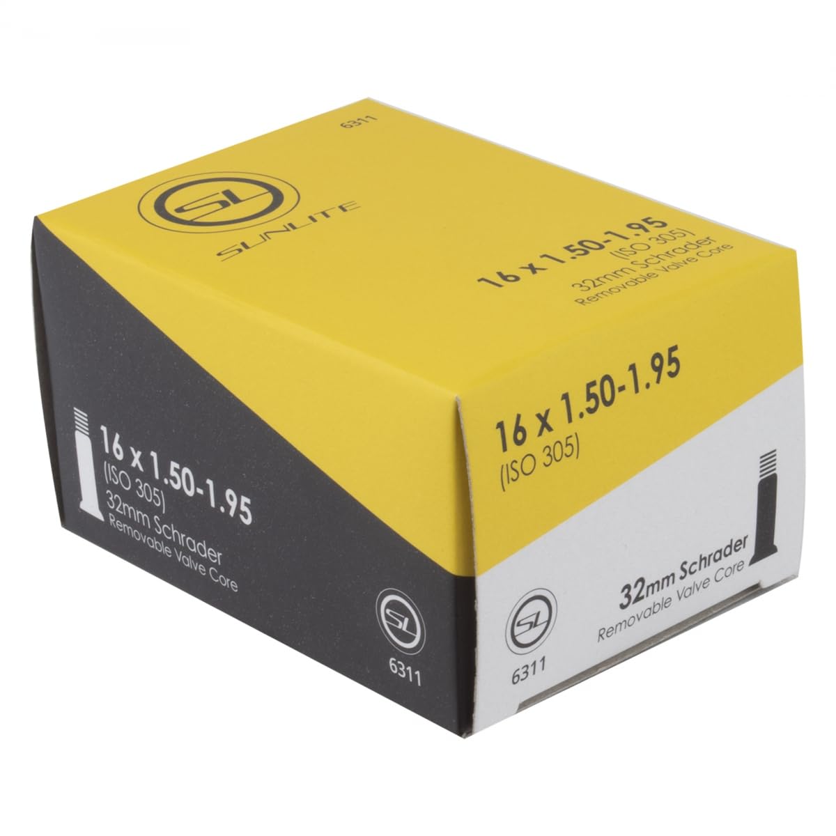 Sunlite Schrader Valve Bicycle Tubes, 16 x 1.50-1.95