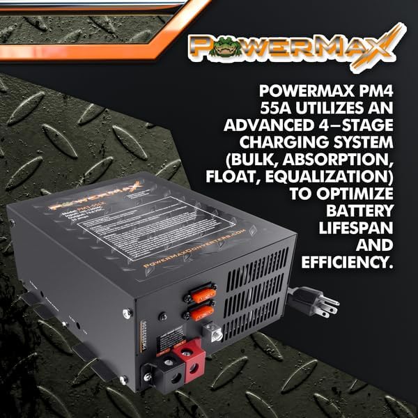 PowerMax PM4 55A Converter showing input and output labels