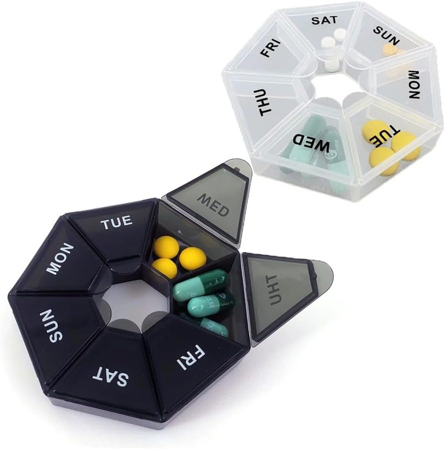 Medicine Organizer,Portable Pill Box 7 Days Weekly Travel Organizer ...