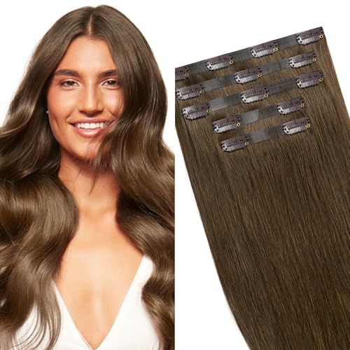 Luxy Hair Seamless Clip-in Hair Extensions Natural Volume Volume Boost 5-Piece Starter Kit 16 100 grams Remy Human Hair Neutral Brown