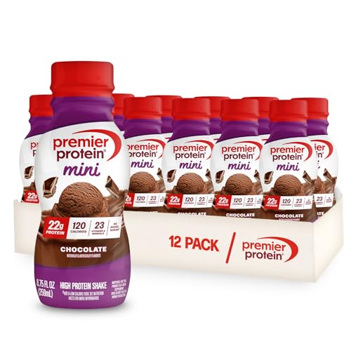 Premier Protein Shake MINIs, Chocolate, 22g Protein, 120 Calories, No Added Sugar, 8.75 fl oz, 12 Pack (Packaging May Vary)