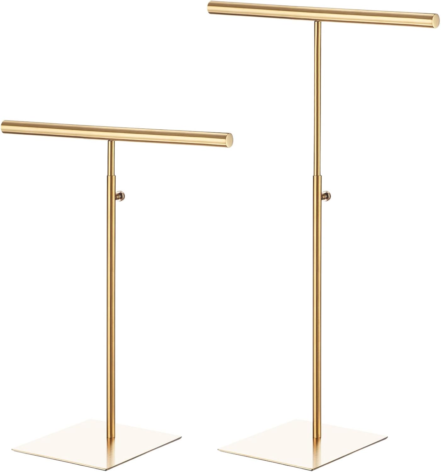 uxcell Necklace Display Stand 2 Pack Adjustable Height Jewelry Rack T Bar Tabletop Purse Holder for Home Boutique Store - Silver