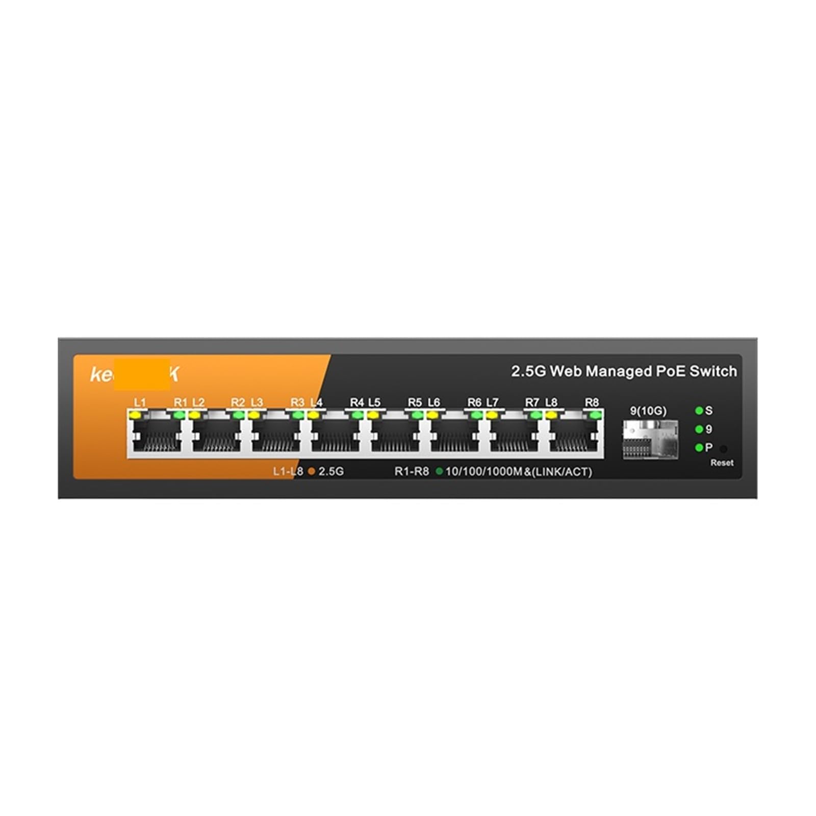 9-portowy przełącznik zarządzalny Multi-Gigabit z 8-2,5 Gb/s PoE i 1-10 GB SFP+ Uplink (przełącznik z wtyczką amerykańską)