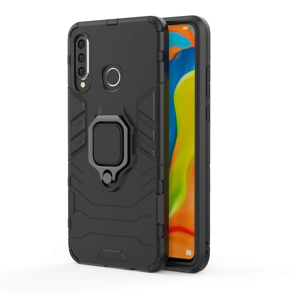 CHcase Huawei P40 Pro Funda, Anillo Metálico Sujeción Soporte Antichoque Rígido Caja (Funciona con el Montaje de Coche Magnético) Doble Capa Sólido Case Carcasa para Huawei P40 Pro -Black Plus Gray — view 55