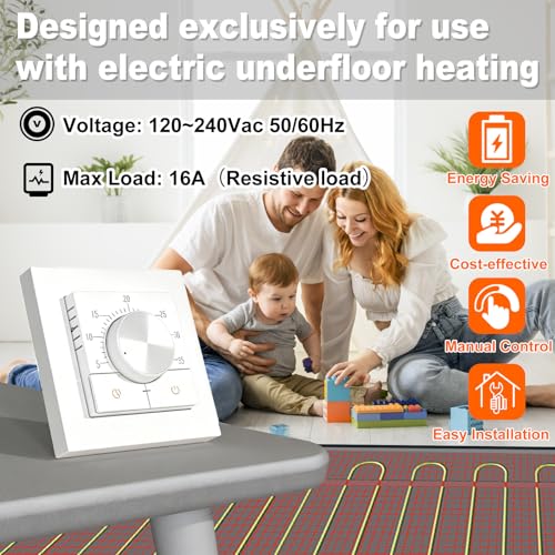 HEATIT Manual Non-Programmable Floor Heating Thermostat, 100-240V White by HEATIT - Used condition - Image 3