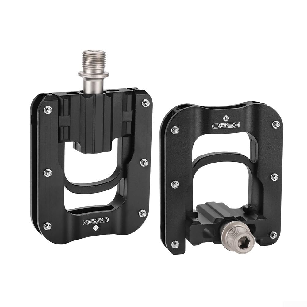 PureBowlic Aluminium Alloy Foldable Bike Pedals 9/16 Inch for Sealed Bearings, Anti-Slip Pins,for Brompton Folding Mountain Road Bicycle, Lightweight Storage Design(Black)