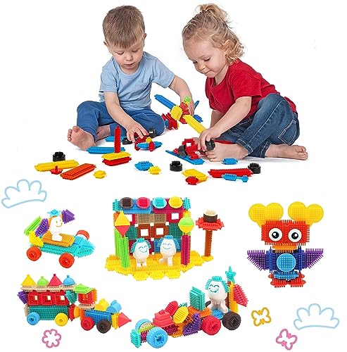 Stickle Building Blocks for 2 Year Olds-Bristle Hedgehog Blocks, Building Bricks for Kids with Engaging and Durable STEM Toy, Educational Construction Toys Gifts Suitable for 1 2 3 Year Olds+ (82pcs)
