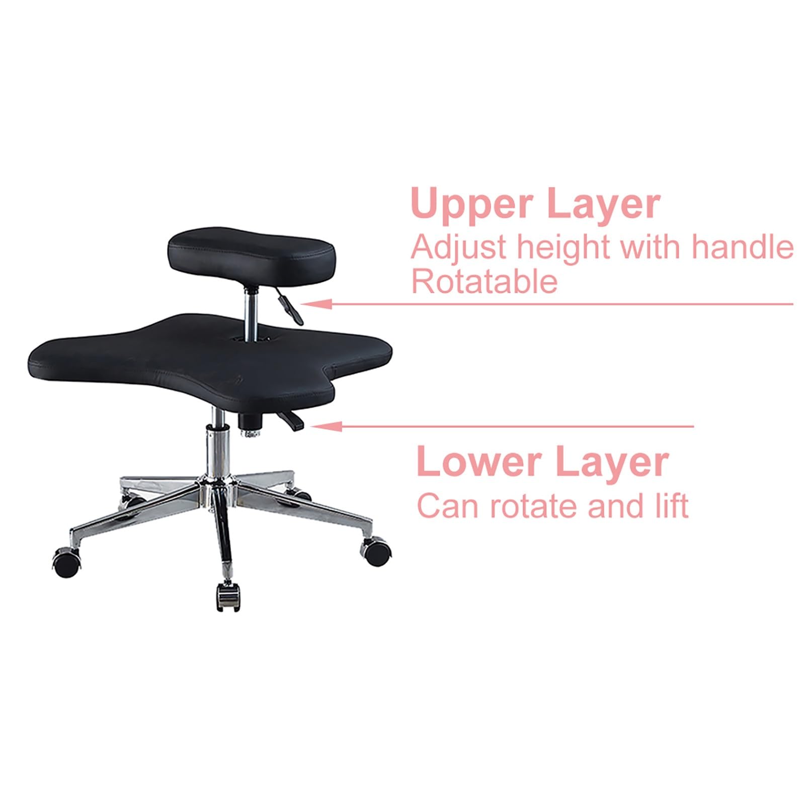 Silla ergonómica de meditación con Patas Cruzadas y Ruedas, Silla de Rodillas con Patas Cruzadas, Silla de Escritorio para el hogar con Ruedas, Altura Ajustable, Talla única