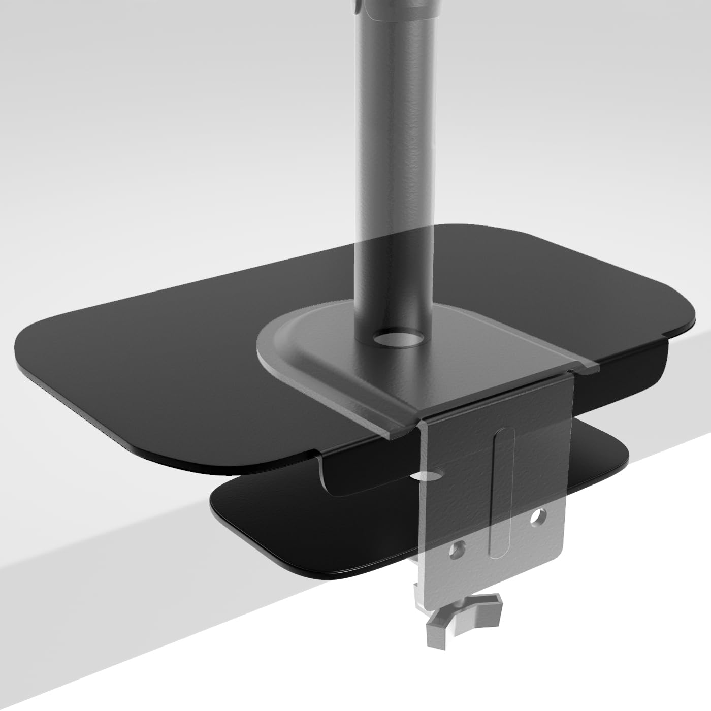 PUTORSEN Monitor Stand Reinforcement Plate for Thin Glass and Other Tables, Large Steel Mounting Plates, Fits Most Clamp and Nozzle Bases, Black