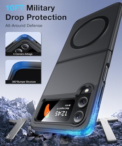 Image of NO.1 Magnetic for Samsung Galaxy Z Flip 4 Case with MagSafe [Translucent Matte] [Anti-Fingerprint][Military Shockproof] Slim Hard Case with Silicone for Samsung Flip 4 Case,Black | [Matte Transparent] [Anti-fingerprint] [Military Shockproof] Slim Hard Case with Silicone for Samsung Flip 4 Case, Black